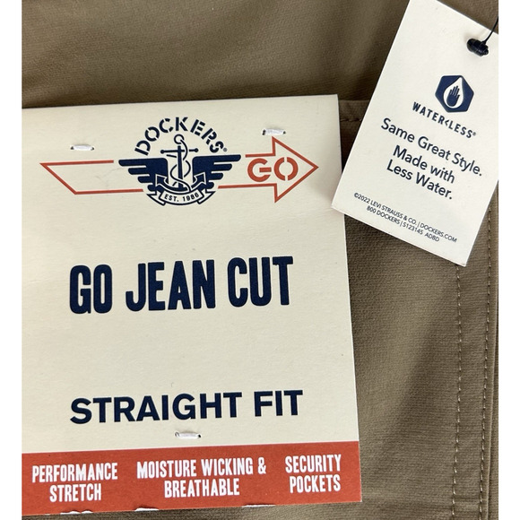 Dockers Mens' Pants Go Jean Cut Straight Fit Sz 33x30 Security Pocket Beige $66 - Picture 7 of 9